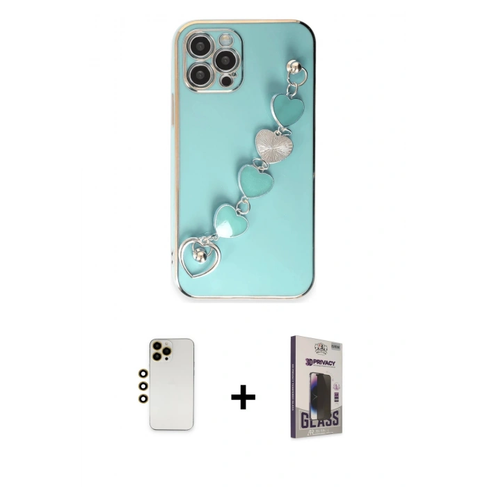 MARSİLYAN™- iPhone 12 Pro Max Kılıf Nova Işık Prime - Siyah Bilvis Hayalet Cam Ekran Koruyucu + Shine Kamera Lens - GD