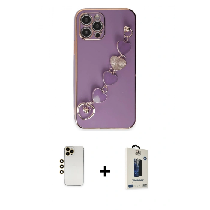 MARSİLYAN™- iPhone 12 Pro Max Kılıf Nova Işık Prime - Siyah Bilvis Hayalet Cam Ekran Koruyucu + Shine Kamera Lens - GD
