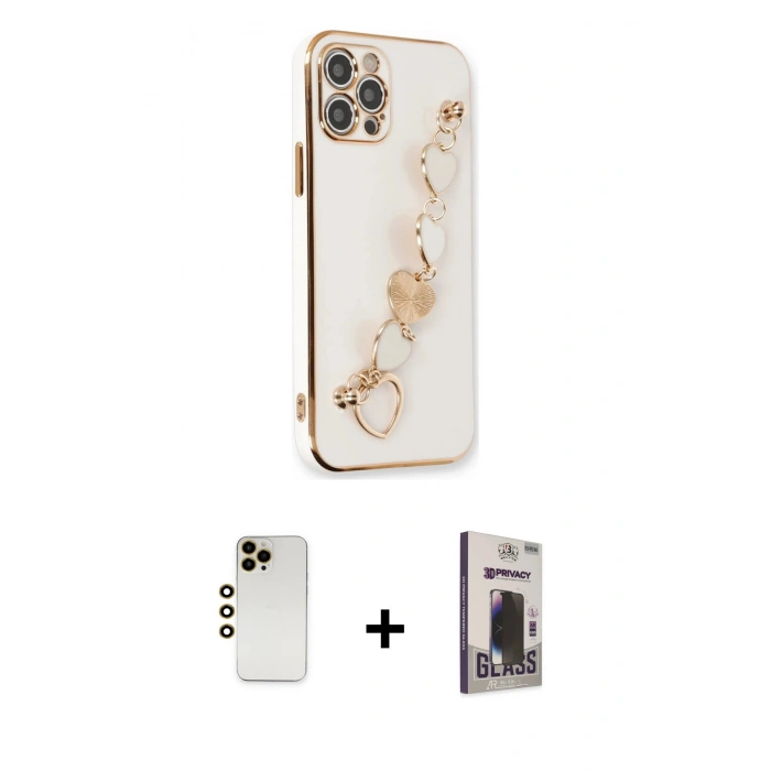 MARSİLYAN™- iPhone 12 Pro Max Kılıf Nova Işık Prime - Siyah Bilvis Hayalet Cam Ekran Koruyucu + Shine Kamera Lens - GD