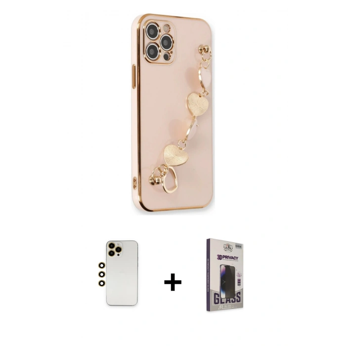 MARSİLYAN™- iPhone 12 Pro Max Kılıf Nova Işık Prime - Siyah Bilvis Hayalet Cam Ekran Koruyucu + Shine Kamera Lens - GD
