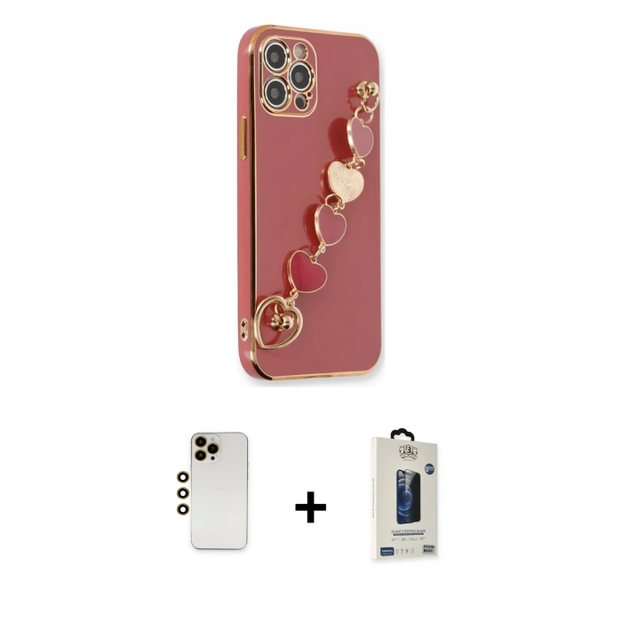 MARSİLYAN™- iPhone 12 Pro Max Kılıf Nova Işık Prime - Siyah Bilvis Hayalet Cam Ekran Koruyucu + Shine Kamera Lens - GD
