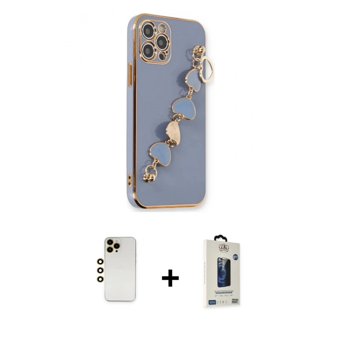 MARSİLYAN™- iPhone 12 Pro Max Kılıf Nova Işık Prime - Siyah Bilvis Hayalet Cam Ekran Koruyucu + Shine Kamera Lens - GD