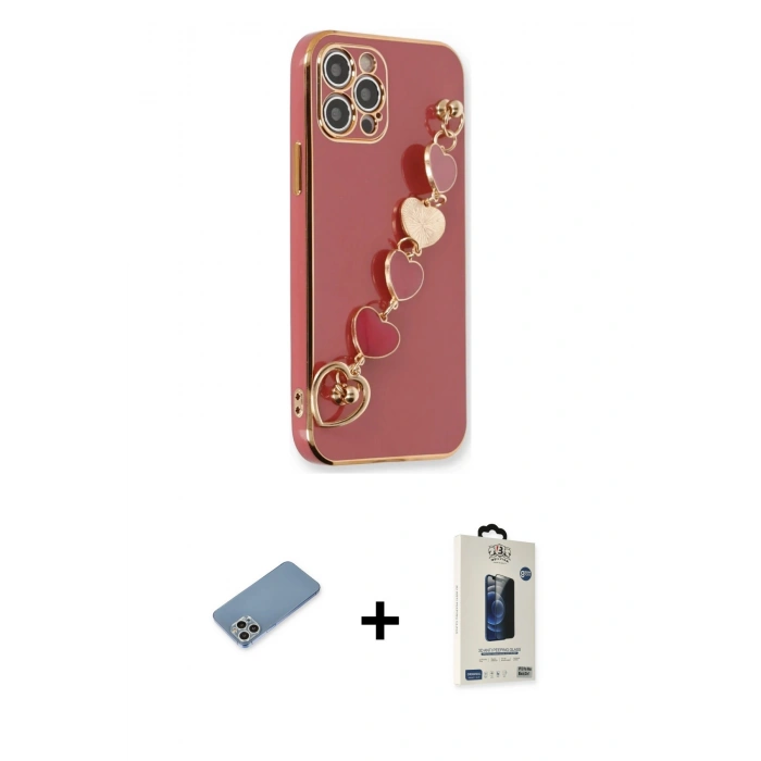 MARSİLYAN™- iPhone 12 Pro Max Kılıf Nova Işık Prime - Siyah Bilvis Hayalet Cam Ekran Koruyucu + Shine Kamera Lens Koruma Cam - GS
