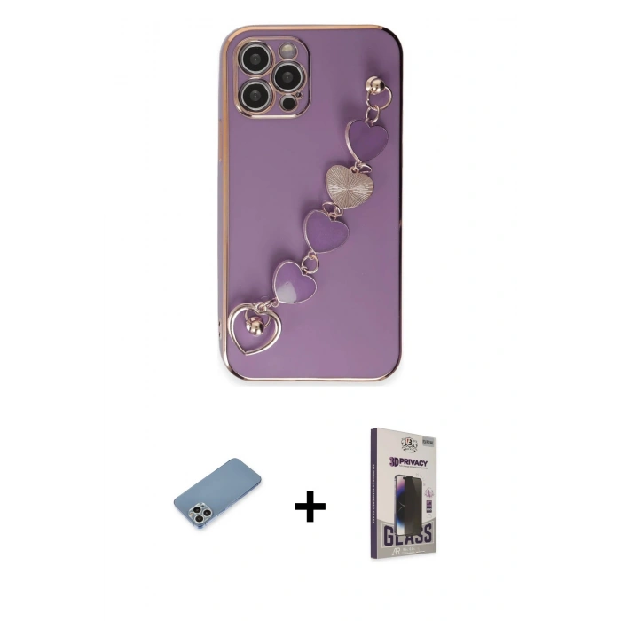 MARSİLYAN™- iPhone 12 Pro Max Kılıf Nova Işık Prime - Siyah Bilvis Hayalet Cam Ekran Koruyucu + Shine Kamera Lens Koruma Cam - GS