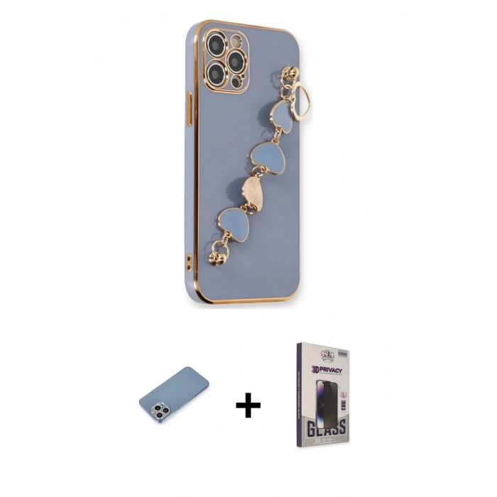 MARSİLYAN™- iPhone 12 Pro Max Kılıf Nova Işık Prime - Siyah Bilvis Hayalet Cam Ekran Koruyucu + Shine Kamera Lens Koruma Cam - GS