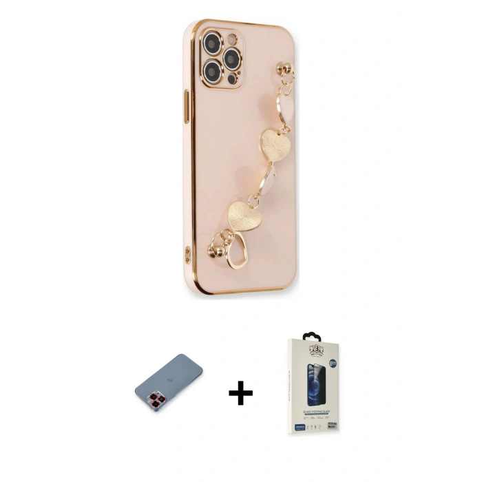 MARSİLYAN™- iPhone 12 Pro Max Kılıf Nova Işık Prime - Siyah Bilvis Hayalet Cam Ekran Koruyucu + Metal Kamera Lens Koruma Cam - KI