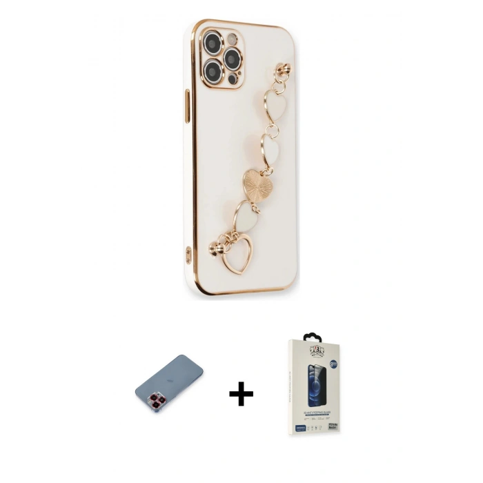 MARSİLYAN™- iPhone 12 Pro Max Kılıf Nova Işık Prime - Siyah Bilvis Hayalet Cam Ekran Koruyucu + Metal Kamera Lens Koruma Cam - KI