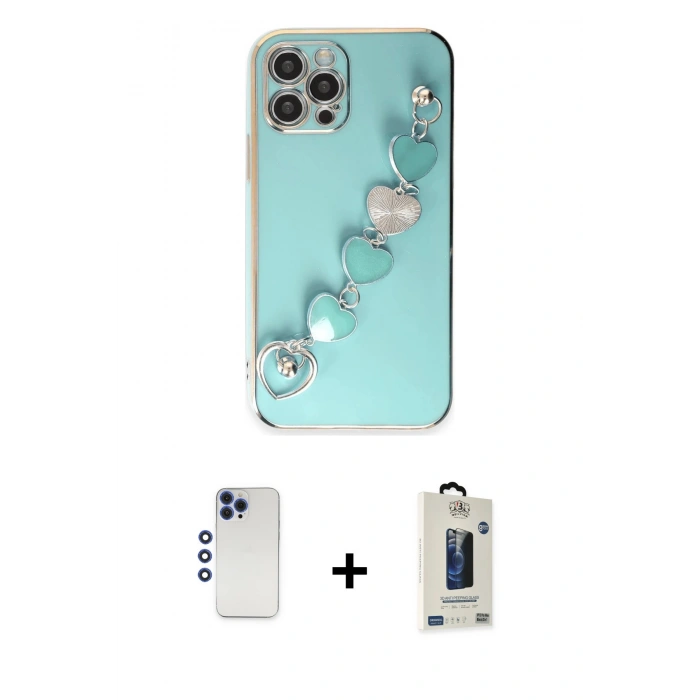 MARSİLYAN™- iPhone 12 Pro Max Kılıf Nova Işık Prime - Siyah Bilvis Hayalet Cam Ekran Koruyucu + Shine Kamera Lens - LT