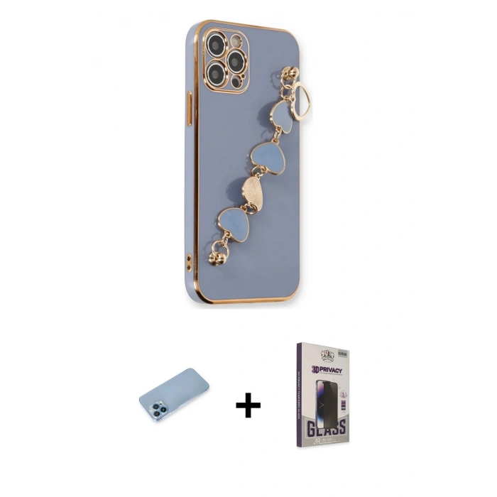MARSİLYAN™- iPhone 12 Pro Max Kılıf Nova Işık Prime - Siyah Bilvis Hayalet Cam Ekran Koruyucu + Shine Kamera Lens Koruma Cam - MI