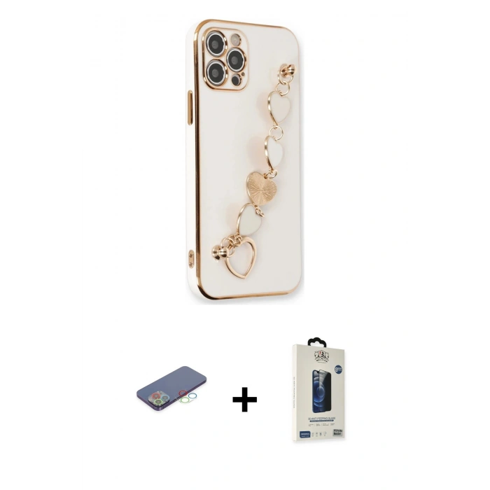 MARSİLYAN™- iPhone 12 Pro Max Kılıf Nova Işık Prime - Siyah Bilvis Hayalet Cam Ekran Koruyucu + Renkli Kamera Lens Koruma Cam - MI