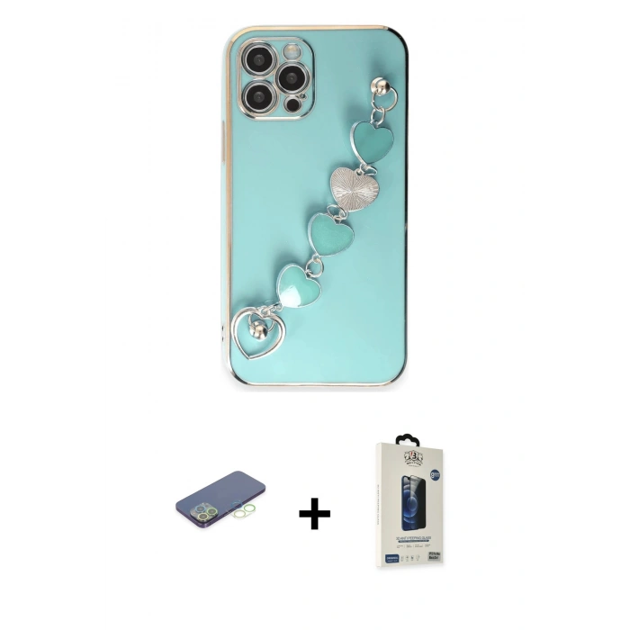 MARSİLYAN™- iPhone 12 Pro Max Kılıf Nova Işık Prime - Siyah Bilvis Hayalet Cam Ekran Koruyucu + Renkli Kamera Lens Koruma Cam - YL