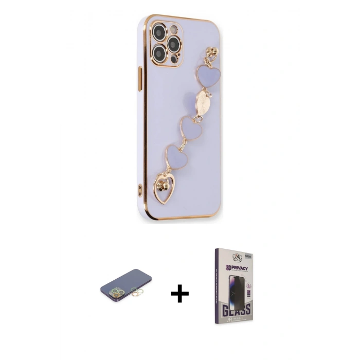 MARSİLYAN™- iPhone 12 Pro Max Kılıf Nova Işık Prime - Siyah Bilvis Hayalet Cam Ekran Koruyucu + Renkli Kamera Lens Koruma Cam - SI