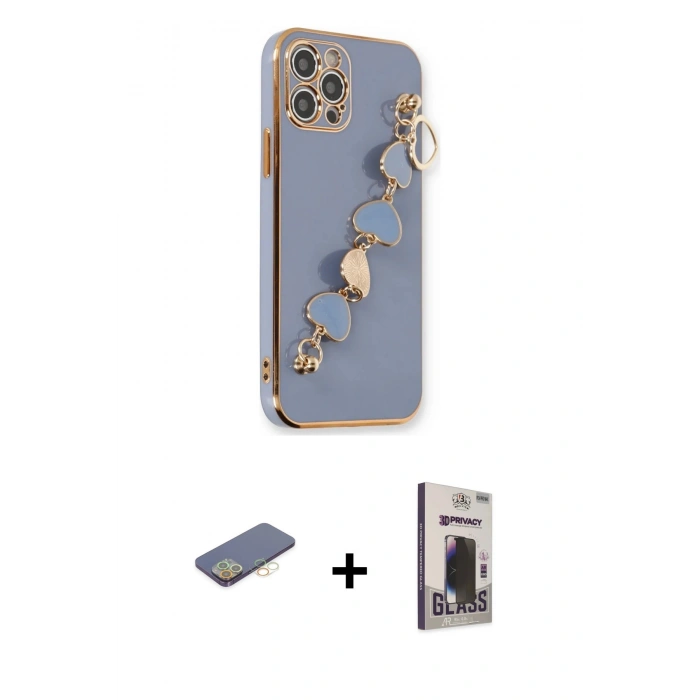 MARSİLYAN™- iPhone 12 Pro Max Kılıf Nova Işık Prime - Siyah Bilvis Hayalet Cam Ekran Koruyucu + Renkli Kamera Lens Koruma Cam - SI
