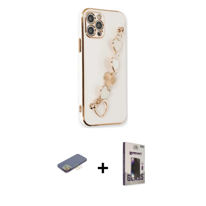 MARSİLYAN™- iPhone 12 Pro Max Kılıf Nova Işık Prime - Siyah Bilvis Hayalet Cam Ekran Koruyucu + Renkli Kamera Lens Koruma Cam - SI