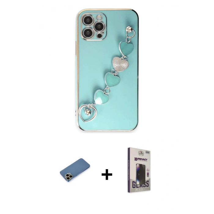 MARSİLYAN™- iPhone 12 Pro Max Kılıf Nova Işık Prime - Siyah Bilvis Hayalet Cam Ekran Koruyucu + Shine Kamera Lens Koruma Cam - GD