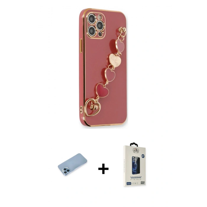 MARSİLYAN™- iPhone 12 Pro Max Kılıf Nova Işık Prime - Siyah Bilvis Hayalet Cam Ekran Koruyucu + Shine Kamera Lens Koruma Cam - MI
