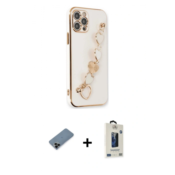 MARSİLYAN™- iPhone 12 Pro Max Kılıf Nova Işık Prime - Siyah Bilvis Hayalet Cam Ekran Koruyucu + Shine Kamera Lens Koruma Cam - SH