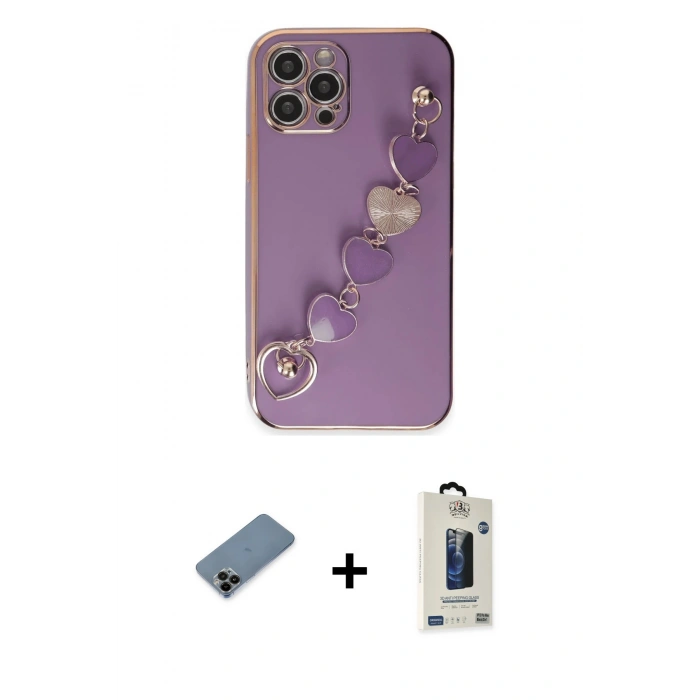 MARSİLYAN™- iPhone 12 Pro Max Kılıf Nova Işık Prime - Siyah Bilvis Hayalet Cam Ekran Koruyucu + Shine Kamera Lens Koruma Cam - SH