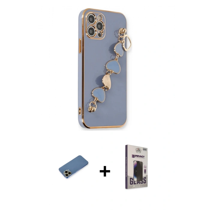MARSİLYAN™- iPhone 12 Pro Max Kılıf Nova Işık Prime - Siyah Bilvis Hayalet Cam Ekran Koruyucu + Shine Kamera Lens Koruma Cam - GD