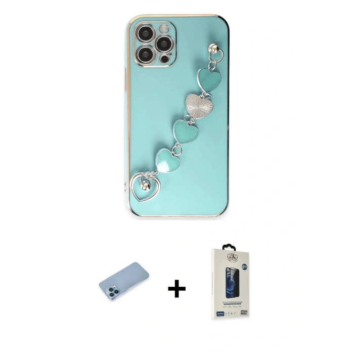 MARSİLYAN™- iPhone 12 Pro Max Kılıf Nova Işık Prime - Siyah Bilvis Hayalet Cam Ekran Koruyucu + Shine Kamera Lens Koruma Cam - MI