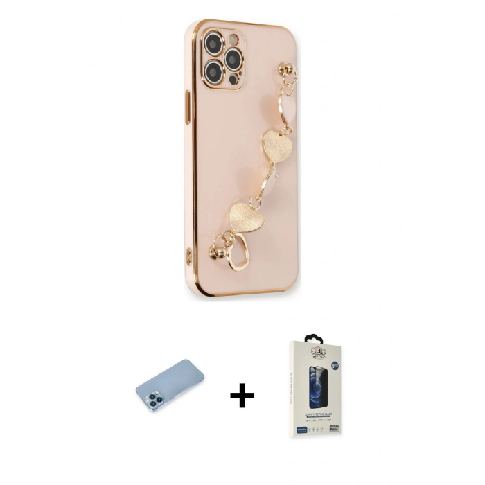 MARSİLYAN™- iPhone 12 Pro Max Kılıf Nova Işık Prime - Siyah Bilvis Hayalet Cam Ekran Koruyucu + Shine Kamera Lens Koruma Cam - MI