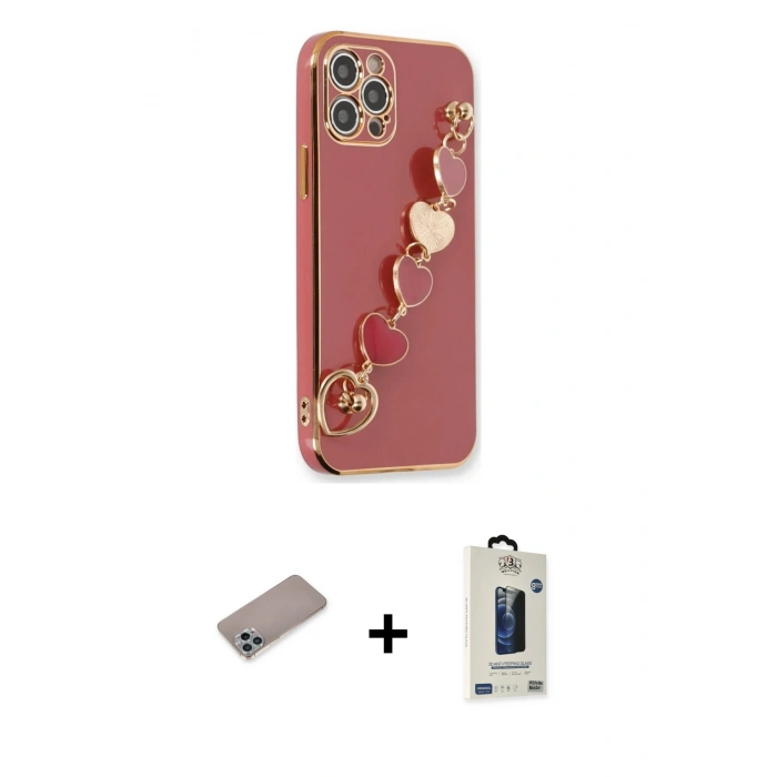 MARSİLYAN™- iPhone 12 Pro Max Kılıf Nova Işık Prime - Siyah Bilvis Hayalet Cam Ekran Koruyucu + Sierra Blue Shine Kamera Lens Koruma Cam