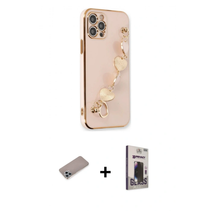 MARSİLYAN™- iPhone 12 Pro Max Kılıf Nova Işık Prime - Siyah Bilvis Hayalet Cam Ekran Koruyucu + Shine Kamera Lens Koruma Cam - SABE