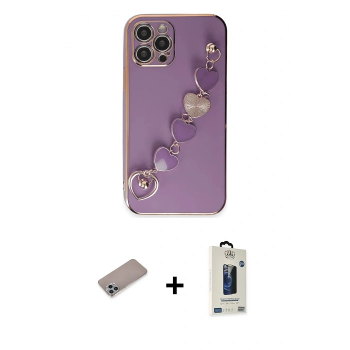 MARSİLYAN™- iPhone 12 Pro Max Kılıf Nova Işık Prime - Siyah Bilvis Hayalet Cam Ekran Koruyucu + Sierra Blue Shine Kamera Lens Koruma Cam