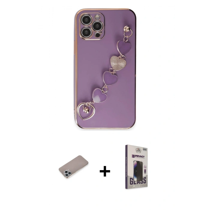 MARSİLYAN™- iPhone 12 Pro Max Kılıf Nova Işık Prime - Siyah Bilvis Hayalet Cam Ekran Koruyucu + Shine Kamera Lens Koruma Cam - SABE