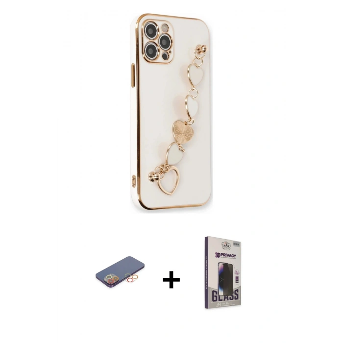 MARSİLYAN™- iPhone 12 Pro Max Kılıf Nova Işık Prime - Siyah Bilvis Hayalet Cam Ekran Koruyucu + Renkli Kamera Lens Koruma Cam - TU