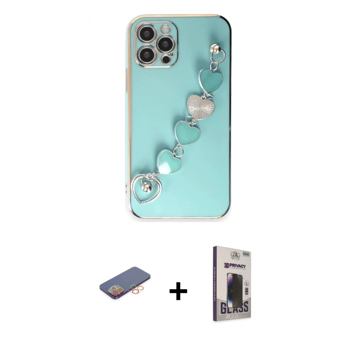 MARSİLYAN™- iPhone 12 Pro Max Kılıf Nova Işık Prime - Siyah Bilvis Hayalet Cam Ekran Koruyucu + Renkli Kamera Lens Koruma Cam - TU