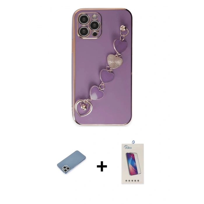 MARSİLYAN™- iPhone 12 Pro Max Kılıf Nova Işık Prime - Siyah Joko 5D Cam + Shine Kamera Lens Koruma Cam - GS