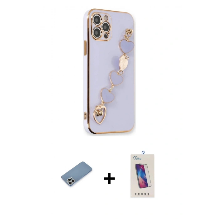 MARSİLYAN™- iPhone 12 Pro Max Kılıf Nova Işık Prime - Siyah Joko 5D Cam + Shine Kamera Lens Koruma Cam - GS