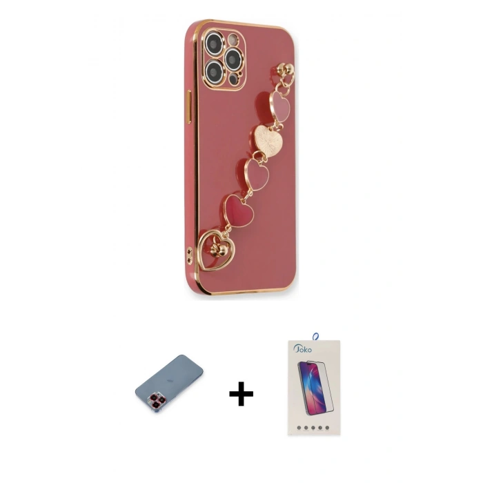 MARSİLYAN™- iPhone 12 Pro Max Kılıf Nova Işık Prime - Siyah Joko 5D Cam + Metal Kamera Lens Koruma Cam - KI