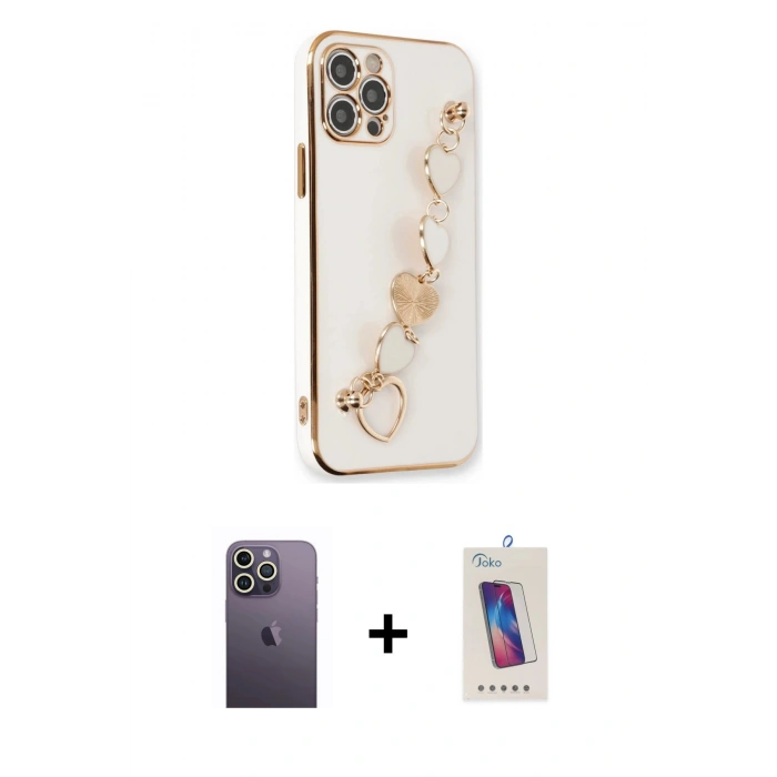 MARSİLYAN™- iPhone 12 Pro Max Kılıf Nova Işık Prime - Siyah Joko 5D Cam + Neon Fosforlu Kamera Lens - BZ
