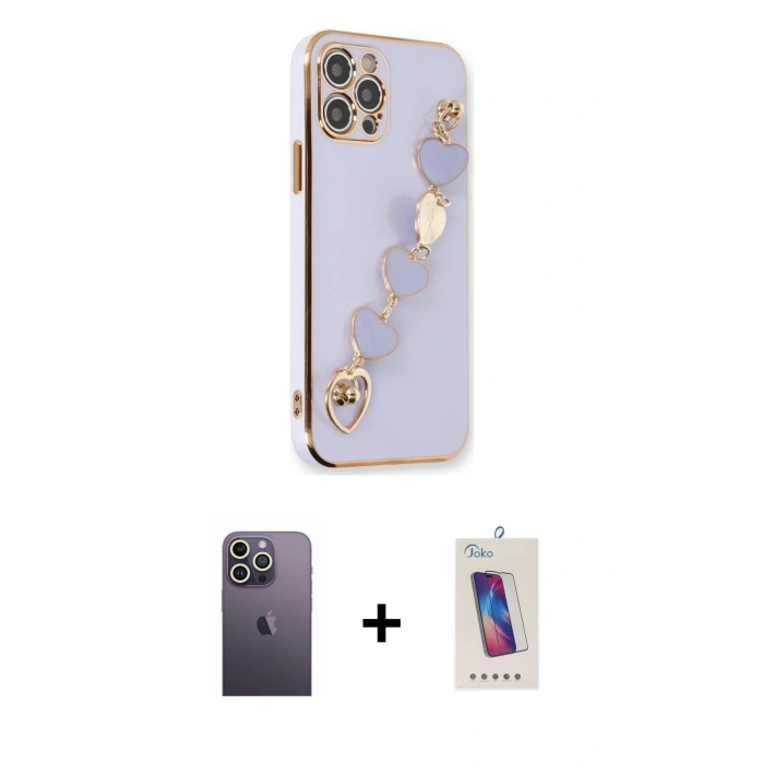 MARSİLYAN™- iPhone 12 Pro Max Kılıf Nova Işık Prime - Siyah Joko 5D Cam + Neon Fosforlu Kamera Lens - BZ