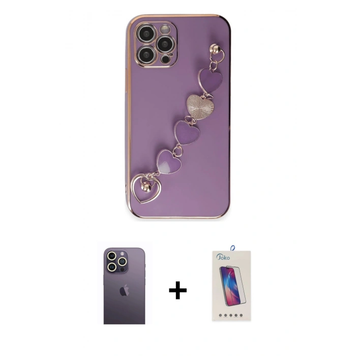 MARSİLYAN™- iPhone 12 Pro Max Kılıf Nova Işık Prime - Siyah Joko 5D Cam + Neon Fosforlu Kamera Lens - BZ