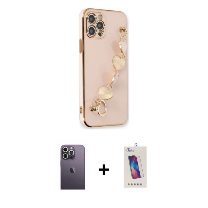MARSİLYAN™- iPhone 12 Pro Max Kılıf Nova Işık Prime - Siyah Joko 5D Cam + Neon Fosforlu Kamera Lens - BZ