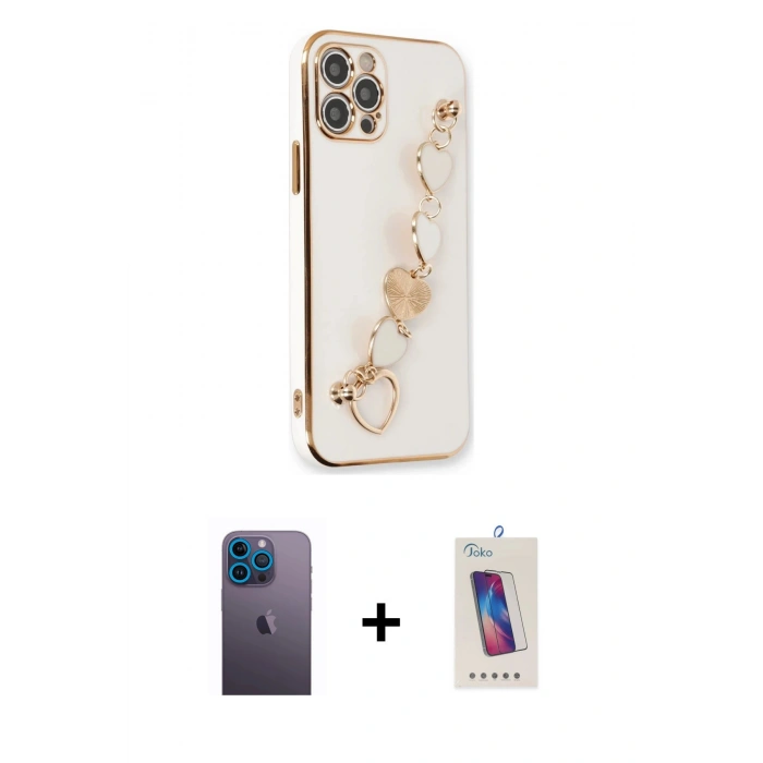 MARSİLYAN™- iPhone 12 Pro Max Kılıf Nova Işık Prime - Siyah Joko 5D Cam + Neon Fosforlu Kamera Lens - MI
