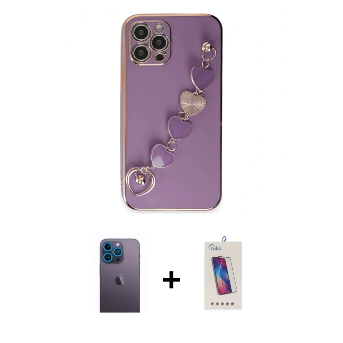 MARSİLYAN™- iPhone 12 Pro Max Kılıf Nova Işık Prime - Siyah Joko 5D Cam + Neon Fosforlu Kamera Lens - MI