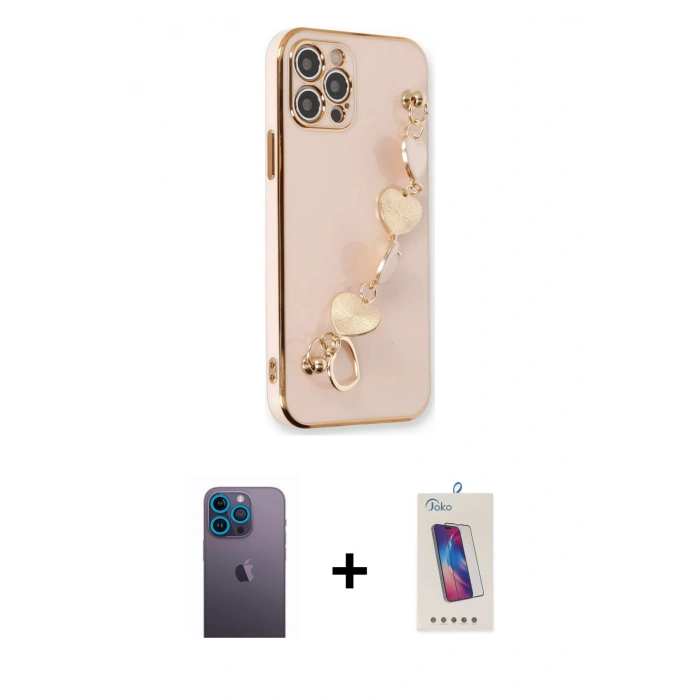 MARSİLYAN™- iPhone 12 Pro Max Kılıf Nova Işık Prime - Siyah Joko 5D Cam + Neon Fosforlu Kamera Lens - MI