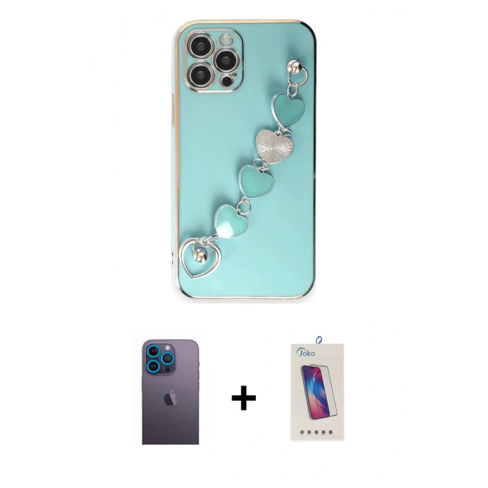 MARSİLYAN™- iPhone 12 Pro Max Kılıf Nova Işık Prime - Siyah Joko 5D Cam + Neon Fosforlu Kamera Lens - MI
