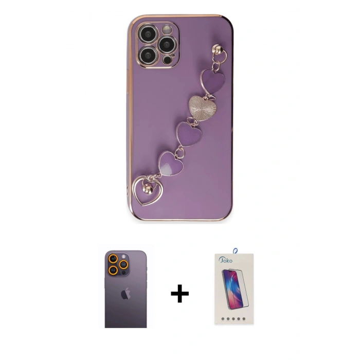 MARSİLYAN™- iPhone 12 Pro Max Kılıf Nova Işık Prime - Siyah Joko 5D Cam + Neon Fosforlu Kamera Lens - SI