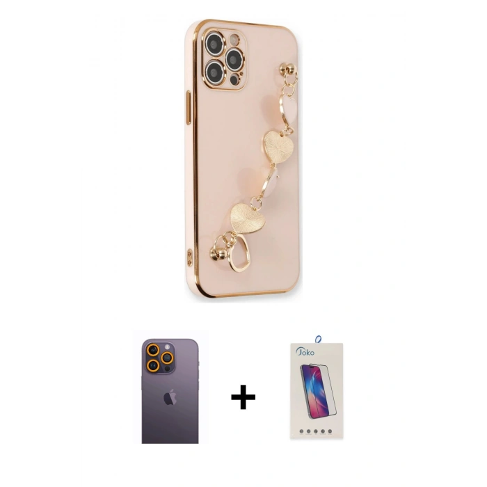 MARSİLYAN™- iPhone 12 Pro Max Kılıf Nova Işık Prime - Siyah Joko 5D Cam + Neon Fosforlu Kamera Lens - SI
