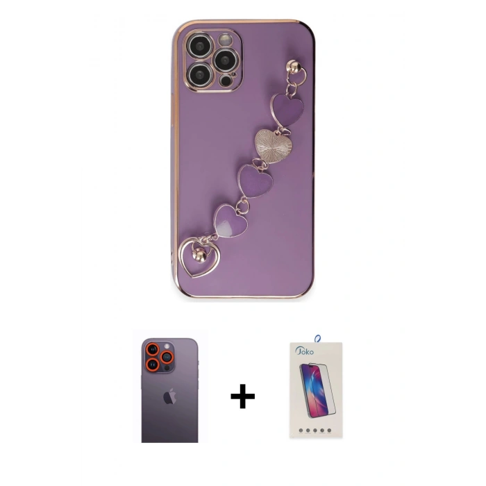 MARSİLYAN™- iPhone 12 Pro Max Kılıf Nova Işık Prime - Siyah Joko 5D Cam + Neon Fosforlu Kamera Lens - TU