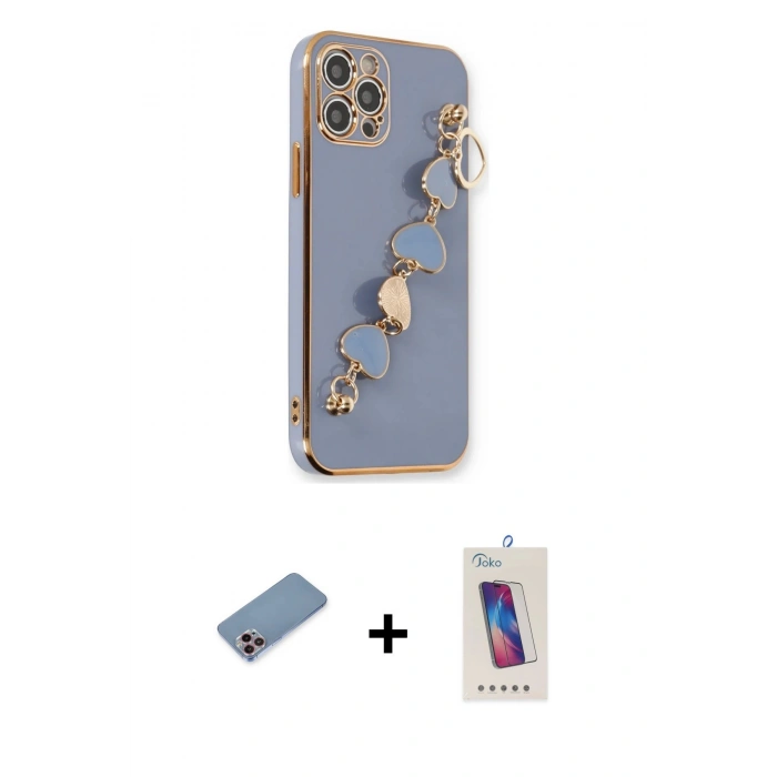 MARSİLYAN™- iPhone 12 Pro Max Kılıf Nova Işık Prime - Siyah Joko 5D Cam + Shine Kamera Lens Koruma Cam - PE