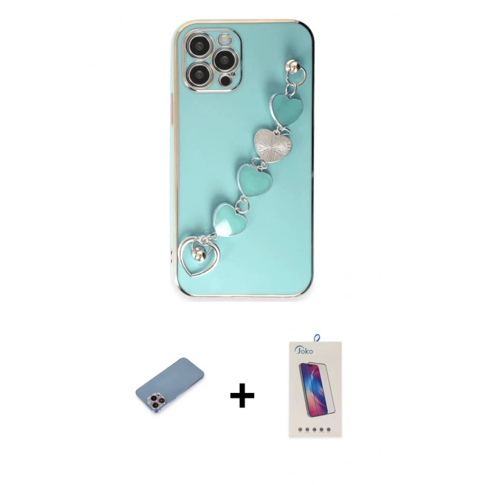 MARSİLYAN™- iPhone 12 Pro Max Kılıf Nova Işık Prime - Siyah Joko 5D Cam + Shine Kamera Lens Koruma Cam - PE