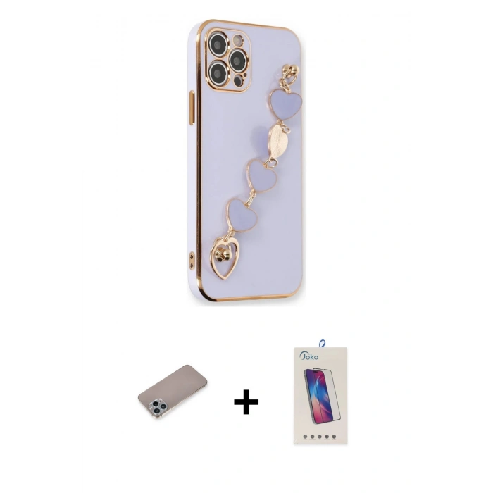 MARSİLYAN™- iPhone 12 Pro Max Kılıf Nova Işık Prime - Siyah Joko 5D Cam + Shine Kamera Lens Koruma Cam - SABE