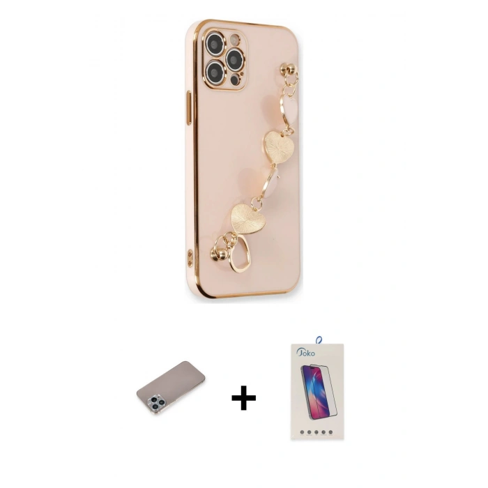 MARSİLYAN™- iPhone 12 Pro Max Kılıf Nova Işık Prime - Siyah Joko 5D Cam + Shine Kamera Lens Koruma Cam - SABE