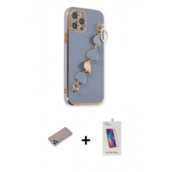 MARSİLYAN™- iPhone 12 Pro Max Kılıf Nova Işık Prime - Siyah Joko 5D Cam + Shine Kamera Lens Koruma Cam - SABE